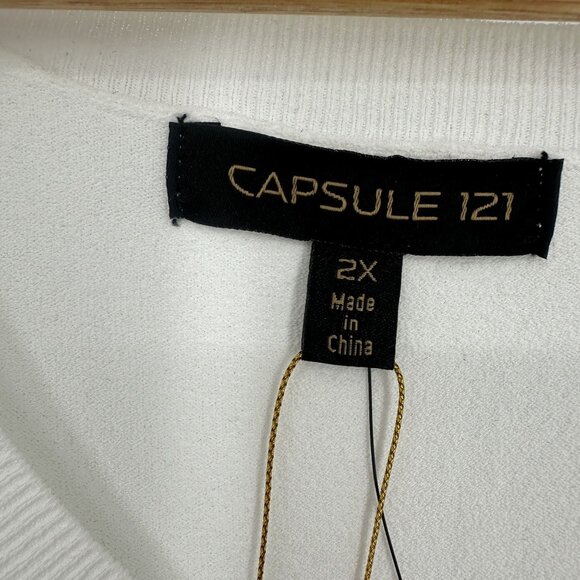 Capsule 121 White Modesty Stretch Sleeveless Minimalist Tank Top Blouse Plus 2X - Picture 5 of 8